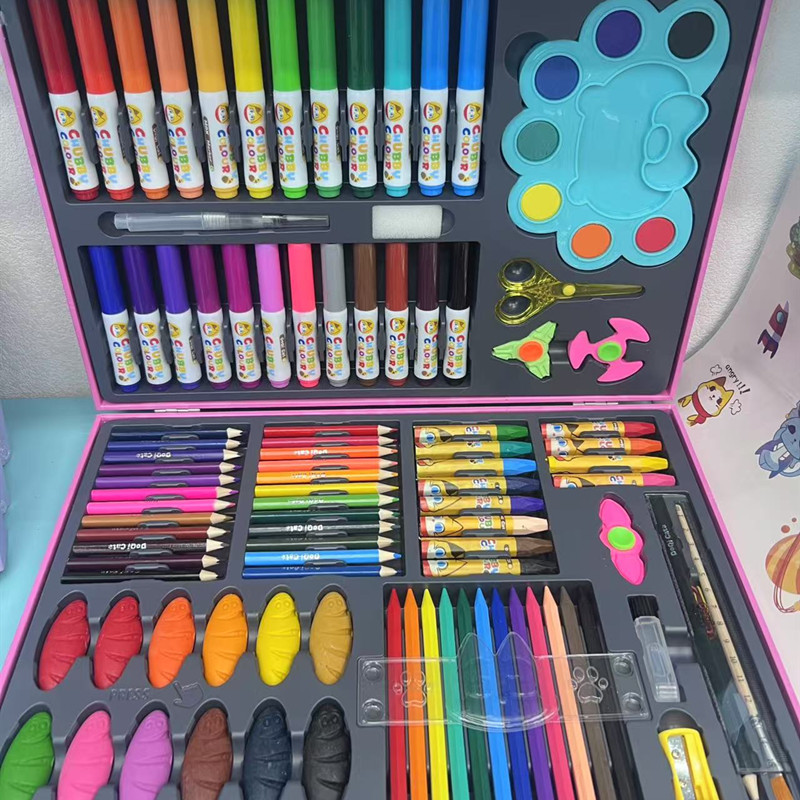 128 pieces of aluminum box brush painting set, student watercolor pen, children's doodle gift box, factory wholesale Specification drawing