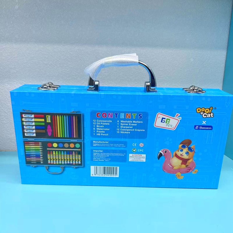 68-piece children's painting gift box set, children's festival gifts, student watercolor pens, colored pens and crayons wooden box set details Picture