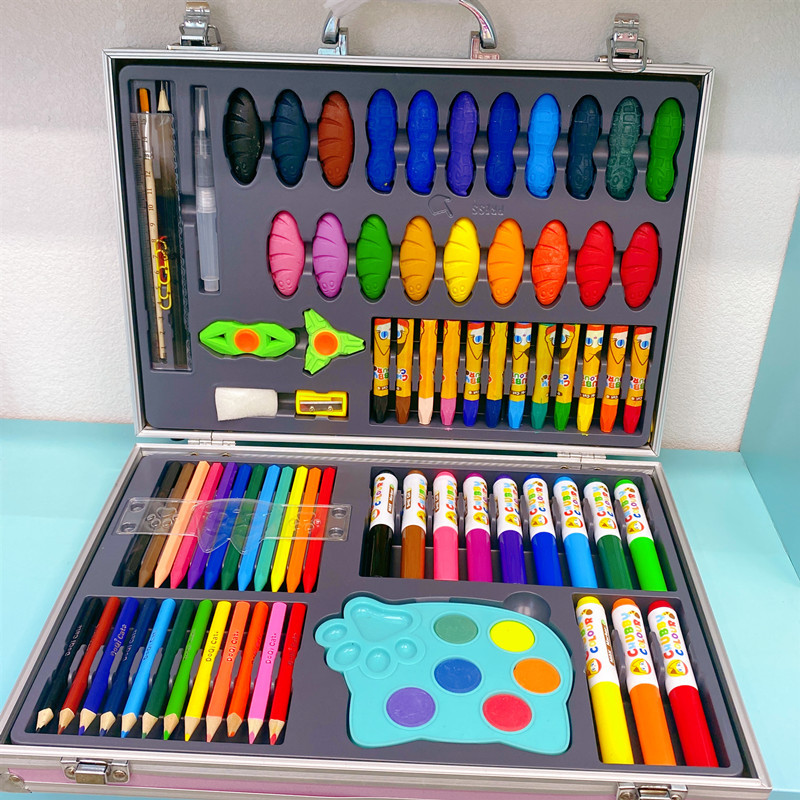 Children's Day 108 Brush Set Gift Box, watercolor brush painting gift for primary school students, Christmas gift wholesale details Picture