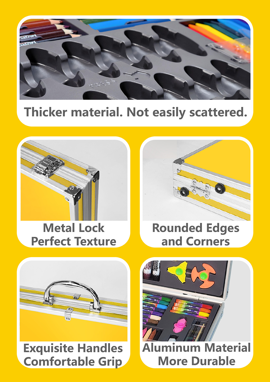 128件学生绘画铝合金礼盒儿童节礼物儿童水彩油画艺术百宝箱批发详情11