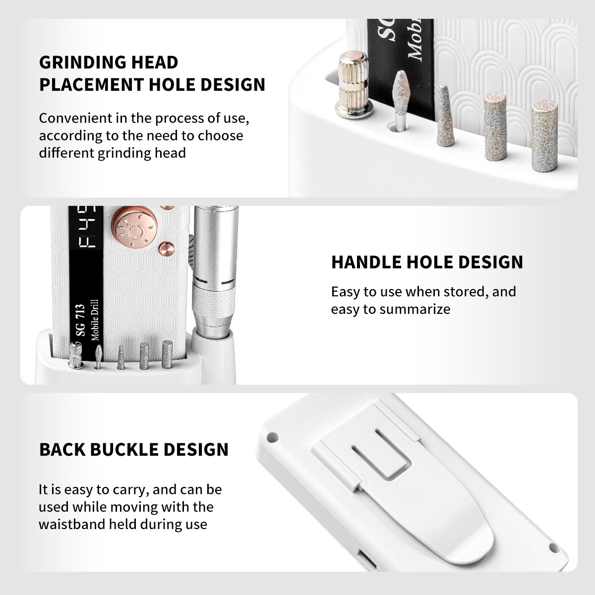 The New Sg713 Nail Polish Grinder Is A Rechargeable Nail Polish Tool Specifically Designed For Nail Salons. It Is Used For Nail Trimming, Nail Removal, Polishing And Dead Skin Removal Specification drawing