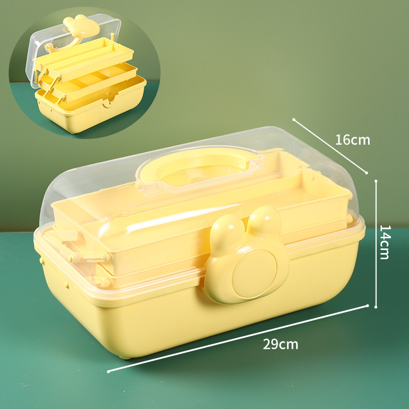 发饰收纳盒头绳项链咕卡大容量家用透明盖分层桌面儿童发 饰收纳