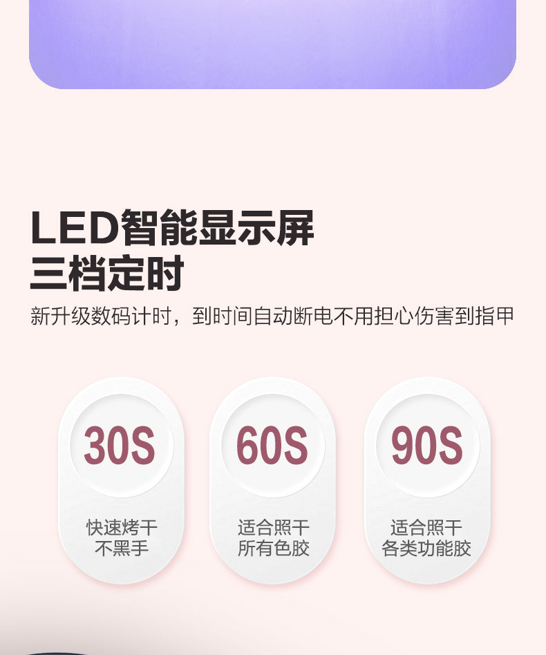 新款无线蓄电充电美甲灯大功率C11双光源+红光灯珠美甲灯烤灯UV详情5