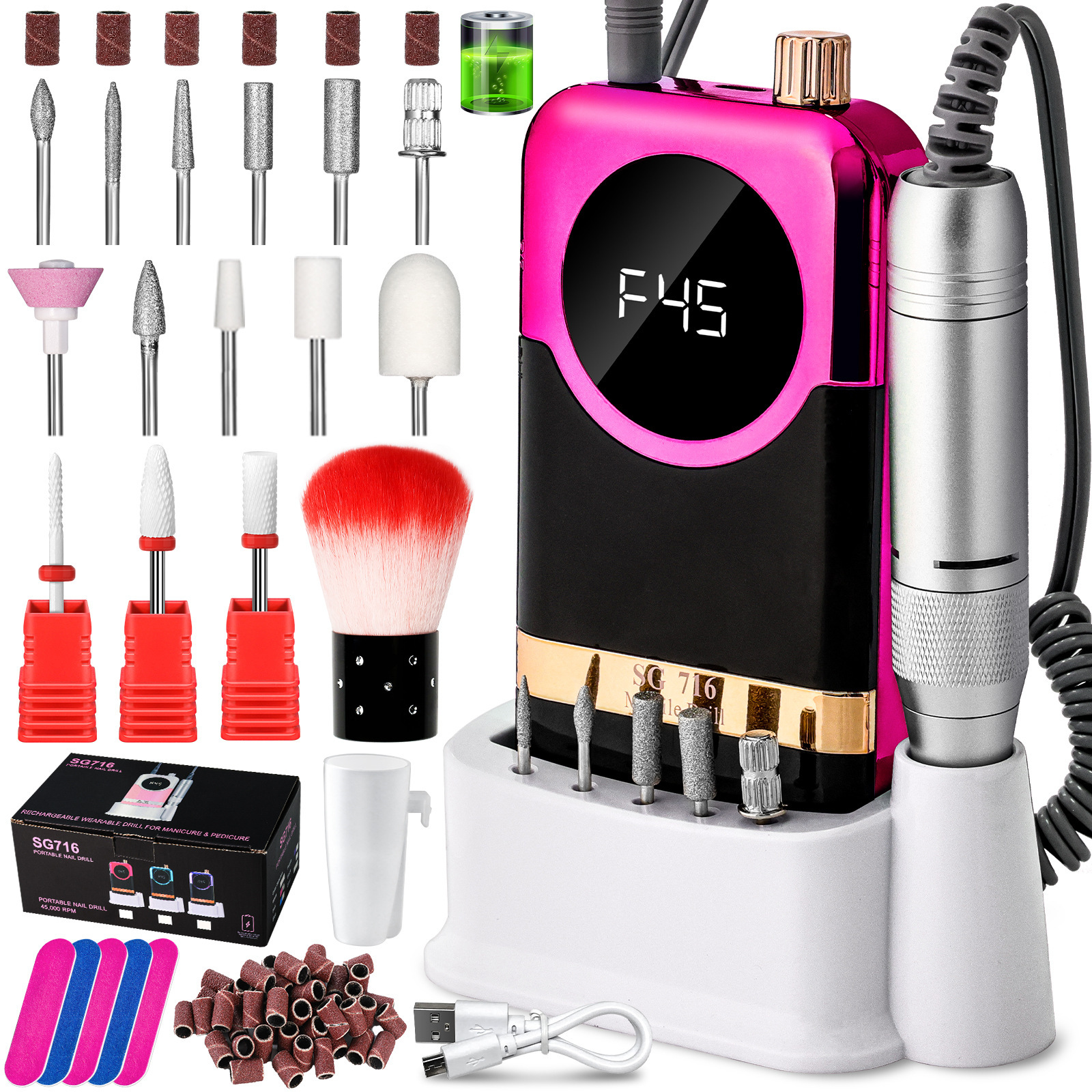 Cross-Border Professional Nail Polish And Nail Removal Machine Set, Battery-Powered Nail Polish And Nail Trimming Tools, Nail Dead Skin Removal Sg716 Specification drawing