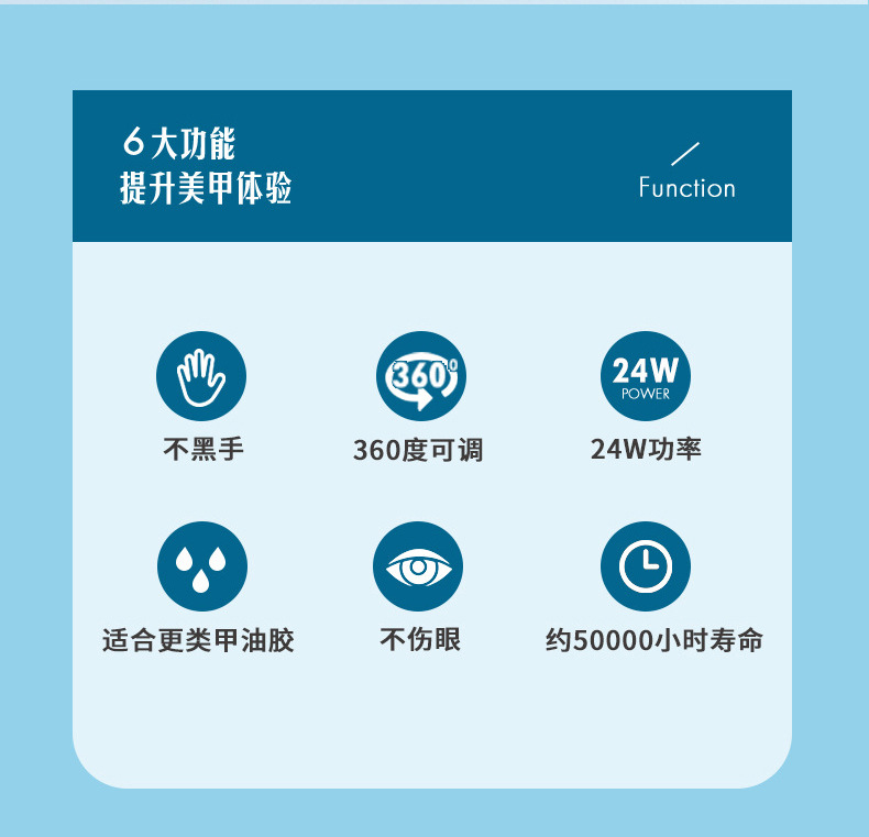 跨境台式蓄电款感应美甲灯烤胶指甲油烤灯莲花灯开放式美甲灯批发详情2