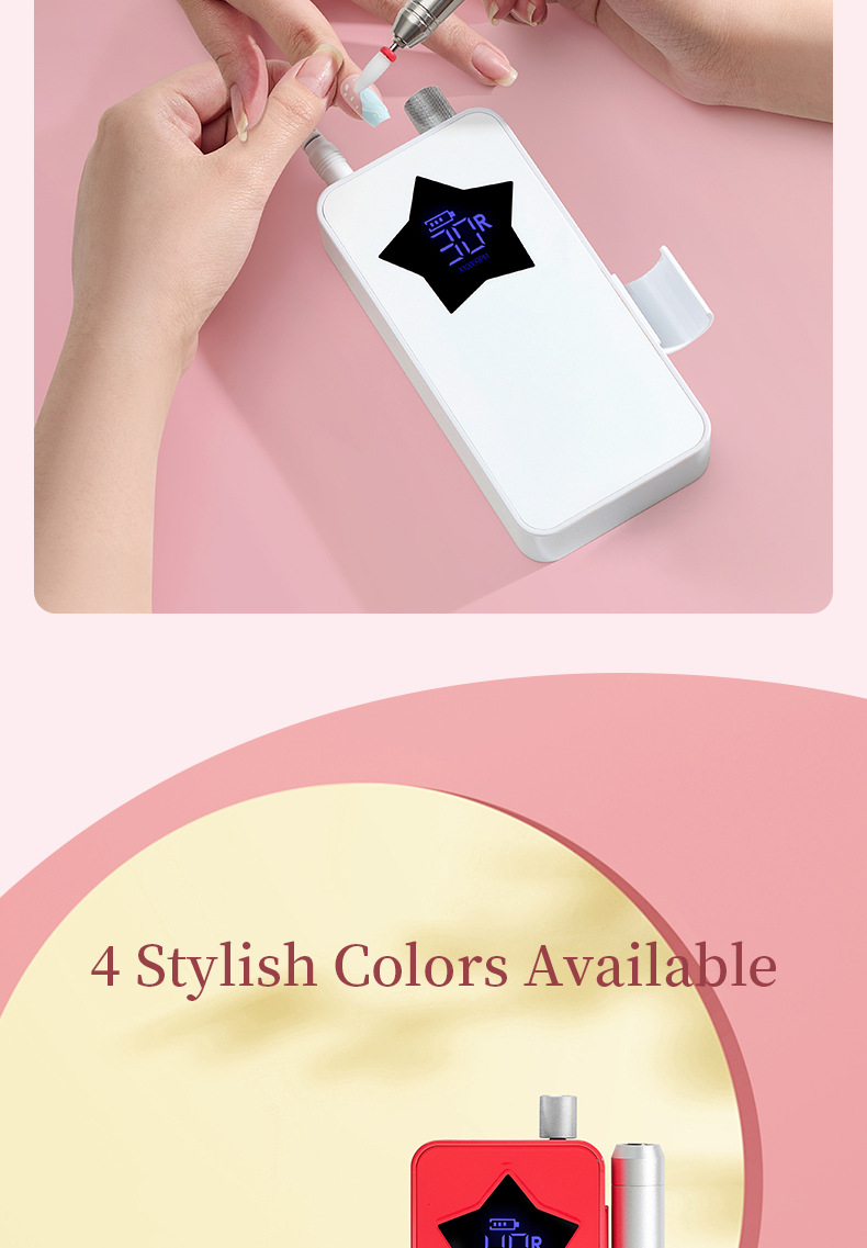 新款美甲打磨机40000转充电式磨甲机空心杯无刷低噪音卸甲打磨机详情11