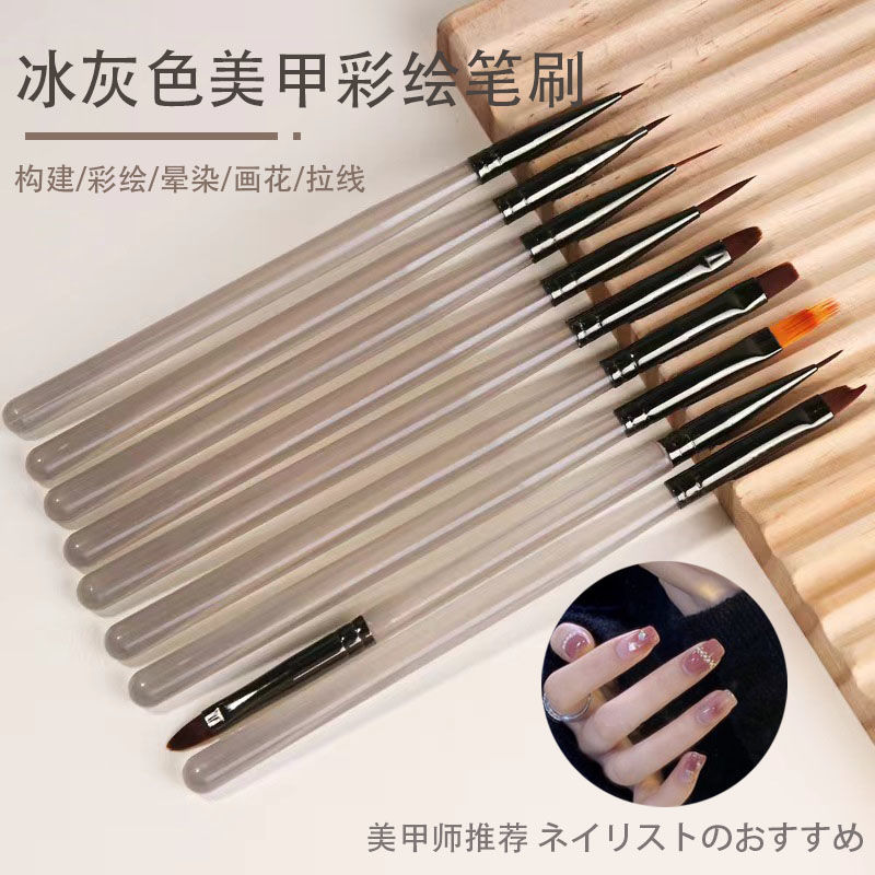 日式冰灰色美甲笔刷套装彩绘专用拉线笔晕染渐变笔光疗笔美甲工具详情1