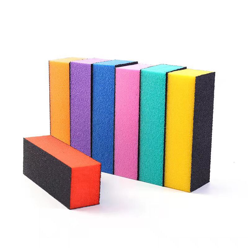 Cross-border best-selling three-sided black sand nail polish block, black sand high-elasticity tofu block, EVA coarse sand nail file nail tool Specification image