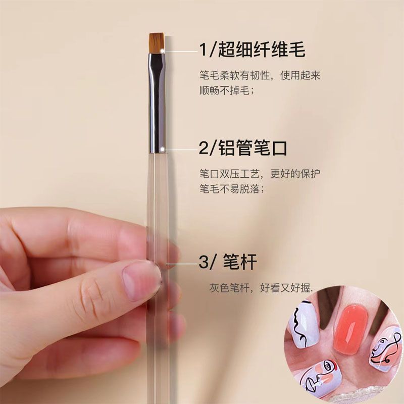 Japanese-style ice grey nail art brush set, special drawstring pen for painting, gradient brush for shading, light therapy pen, nail art tools details Picture