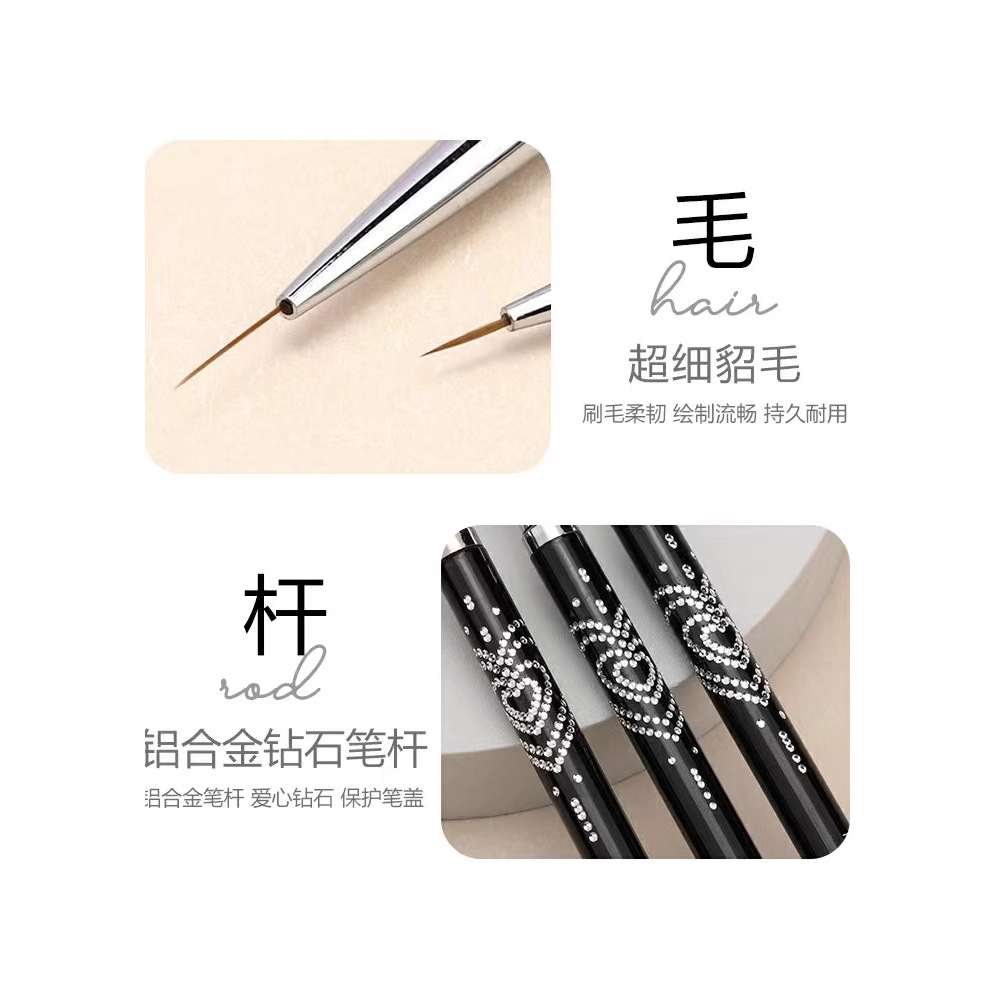 Nail art drawstring pen set, commonly used in nail salons, colorful painting flower pens, ultra-fine drawstring pens, edge shading and phototherapy brushes Specification image