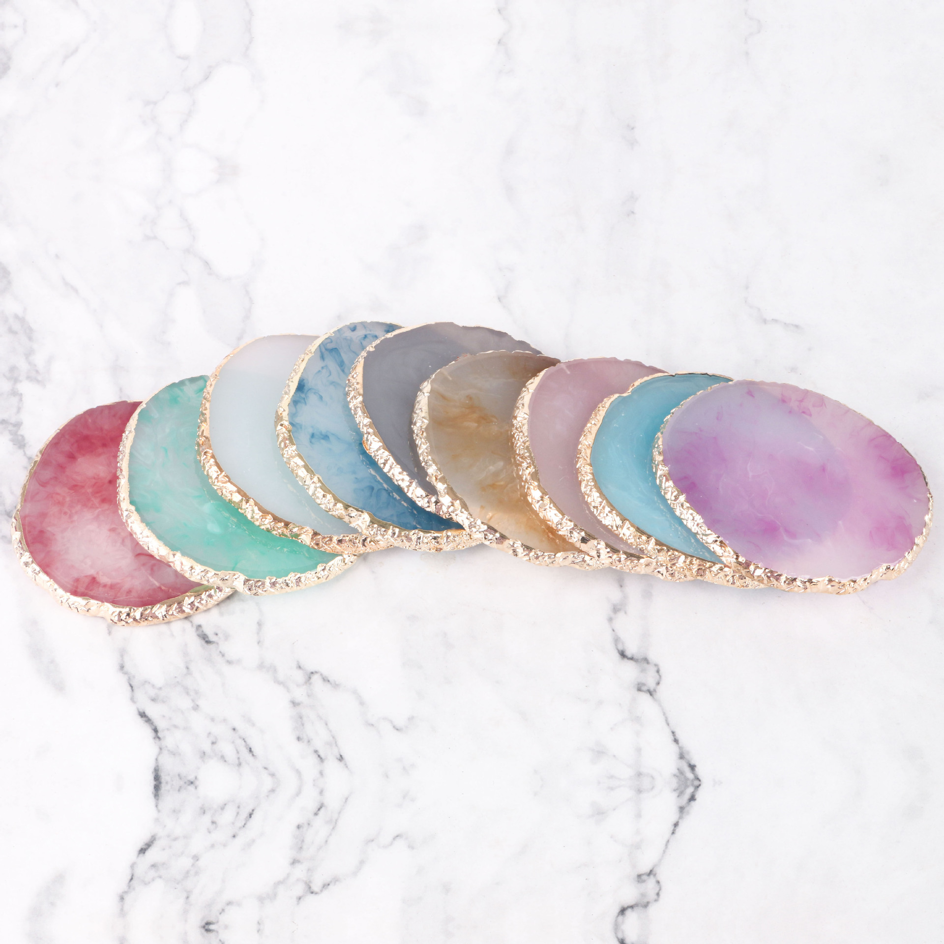 Nail art tools, gold edge resin color palette, imitation crystal agate plate color palette, nail plate work display plate