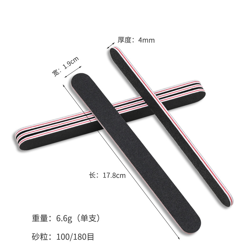 Black nail files, nail sanding strips, nail scrubs, double-sided nail tools, grinding strips, factory direct sales Specification image