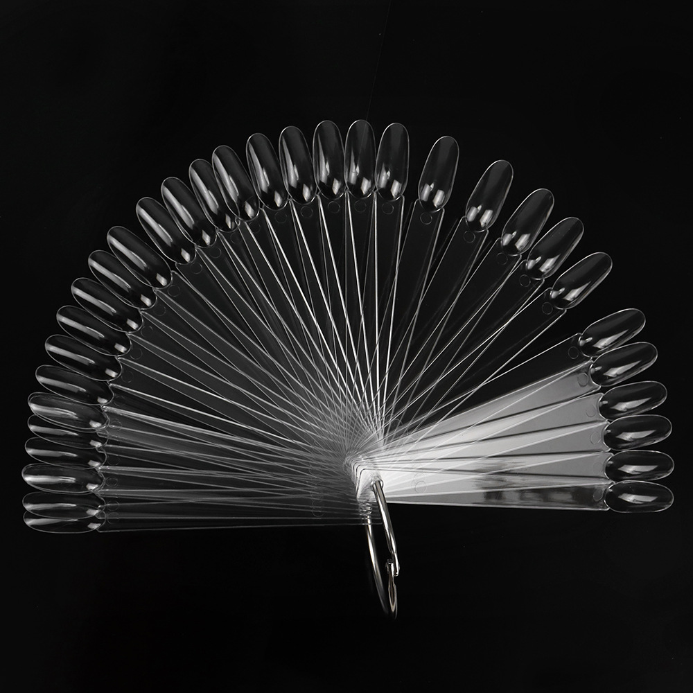 The cross-border nail salon uses a 50-piece bagged transparent iron ring nail polish color palette for nail polish practice fan-shaped color cards Specification image