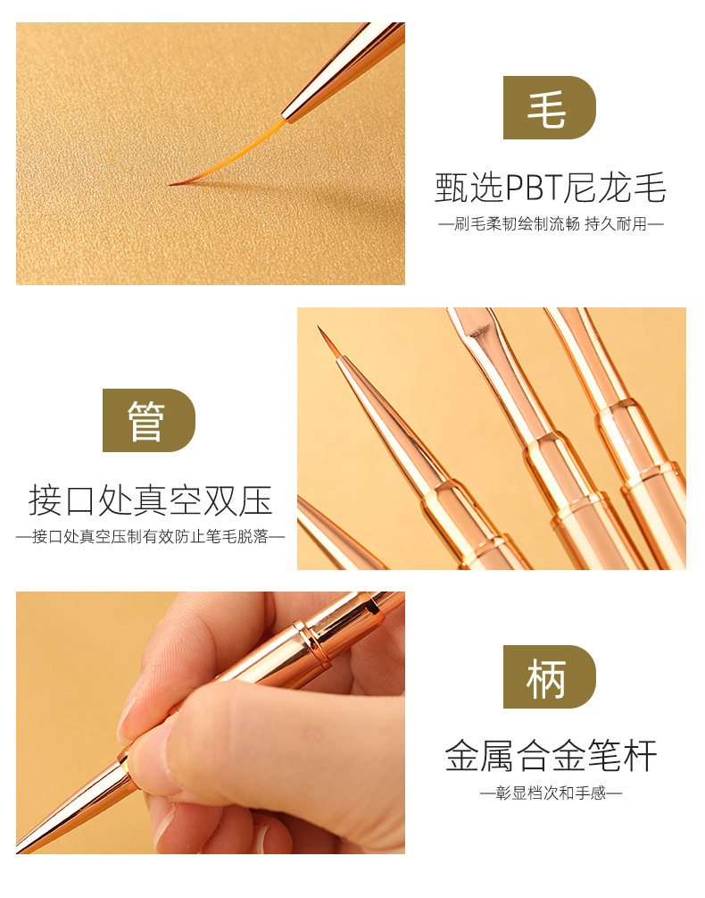 A complete set of nail art tools, including 5 rose gold nail art functional pens, phototherapy pens and smudge pens pic 7