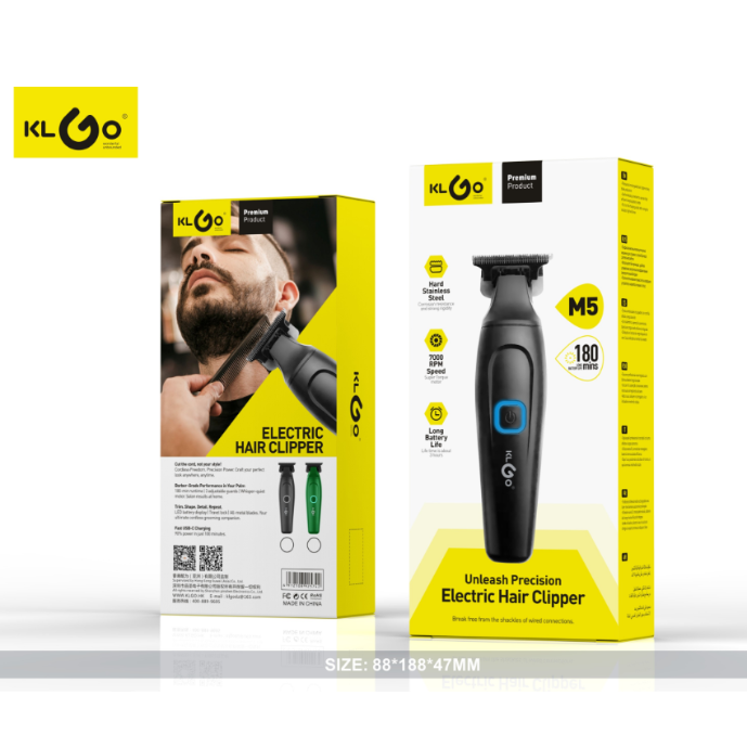 KLGO M5专业理发器电推剪钛金刀头锐利耐全身水家用理发轻松搞定