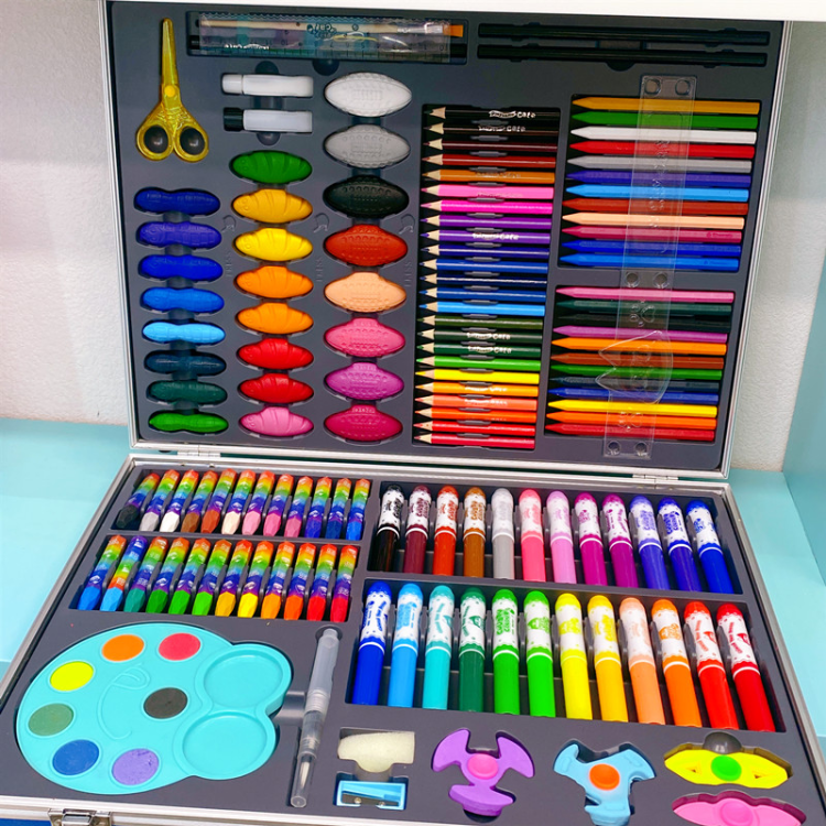 Wholesale of 168 sets of children's paintbrushes, watercolor pens, crayons, art painting tools and gift boxes from the source factory Specification drawing
