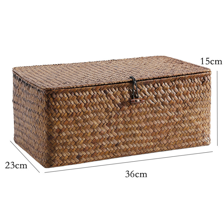 Woven rectangular storage boxes, seaweed, rattan and bamboo woven storage baskets, desktop snack storage baskets Specification image