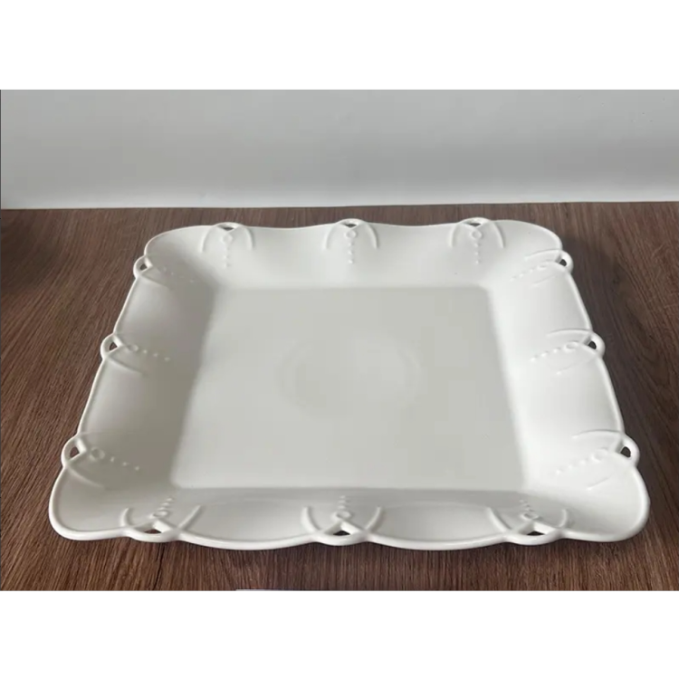 YJ纯白餐具家用微波炉烤箱专用陶瓷盘焗饭盘沙拉碗双耳盘