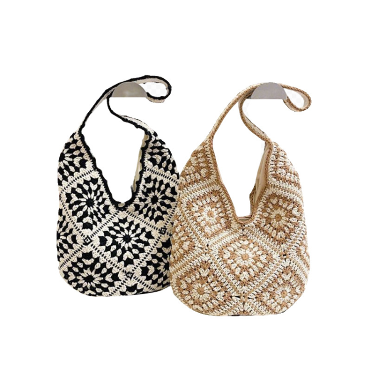 Large-capacity fashionable hollowed-out woven bag for women's spring/Summer 2025 new niche single-shoulder bag for beach vacation Specification image