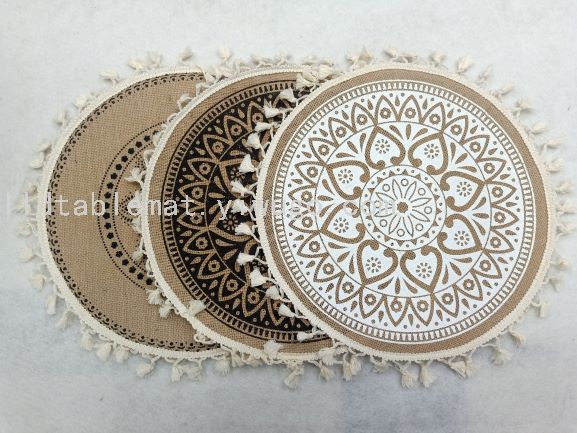 Simple style European-style linen Western placemats, anti-slip placemats, heat-insulating table MATS, washable and eco-friendly tablecloths pic 3