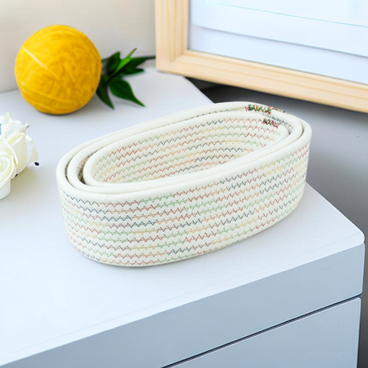Cotton rope woven oval-shaped storage basket, simple and modern home snack and cosmetic desktop storage basket organization details Picture