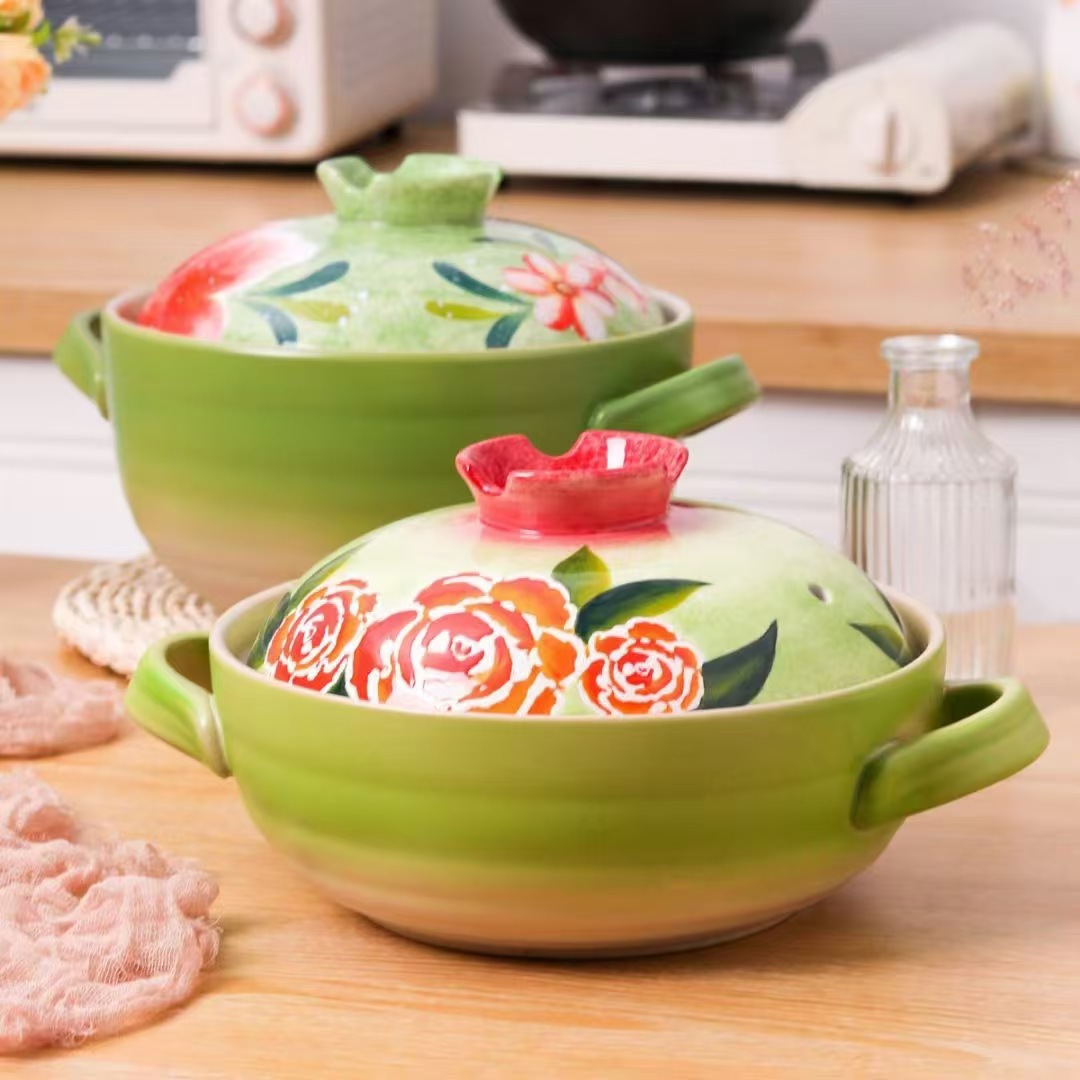 粗陶土锅复古家用陶瓷砂锅日式浅煲炖锅煎锅燃气明火煲仔饭耐高温详情4