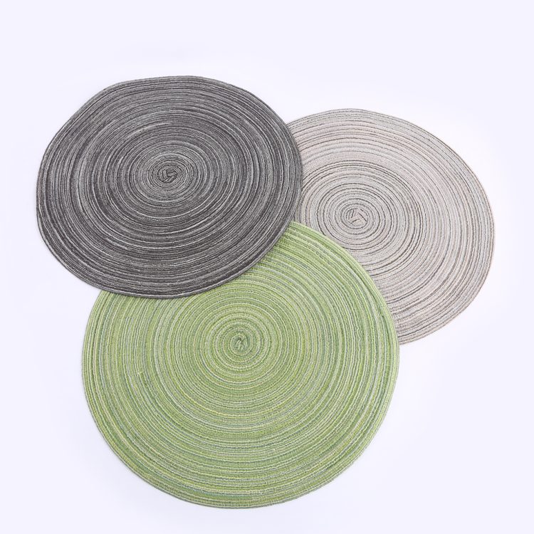 圆形北欧风棉纱餐垫 苎麻编织隔热盘垫 影棚装饰道具垫家用防烫垫产品图