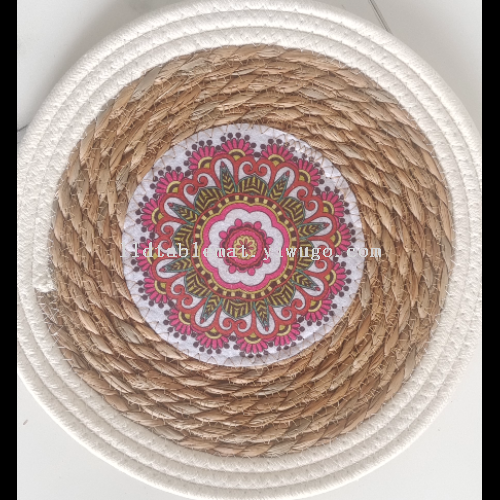 印刷棉绳拼接收纳篮糖果盘零食收纳筐首饰篮茶几桌面收纳盒草餐垫