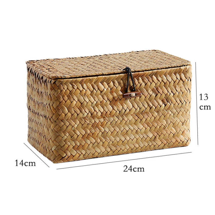 Woven rectangular storage boxes, seaweed, rattan and bamboo woven storage baskets, desktop snack storage baskets Item Picture