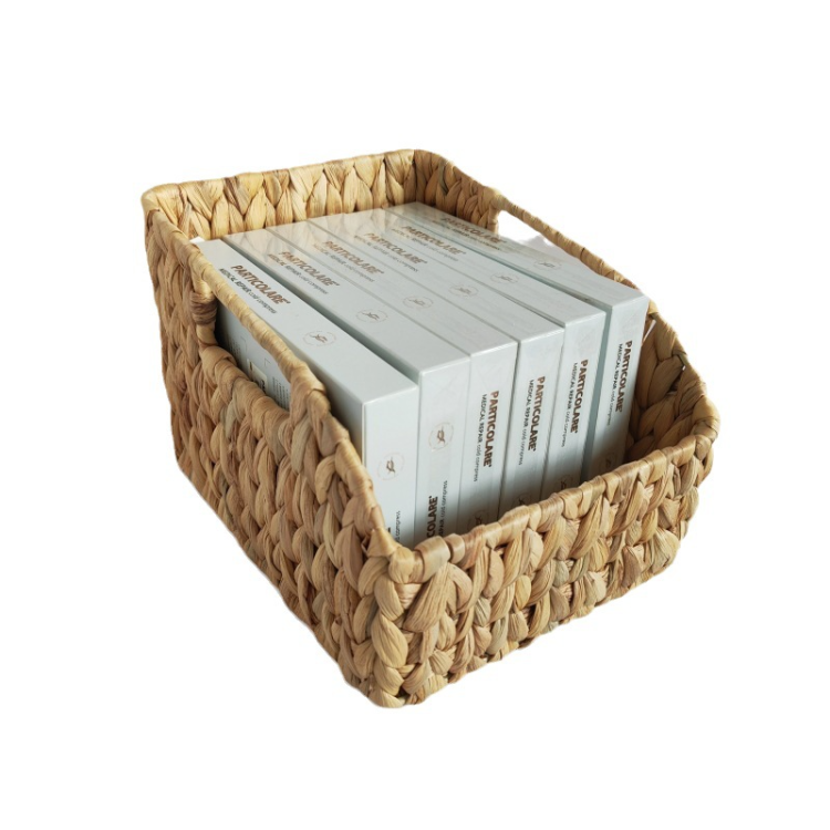 Creative Nordic-style straw woven water hyacinth storage box, scallion, ginger and garlic storage basket, basket storage basket, seaweed woven basket details Picture
