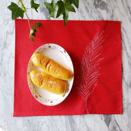 New eco-friendly single-layer feather embroidery cotton and linen fabric placemats, Japanese and European style heat insulation pads, table plate pads, bowl pads and coaster pads Specification image