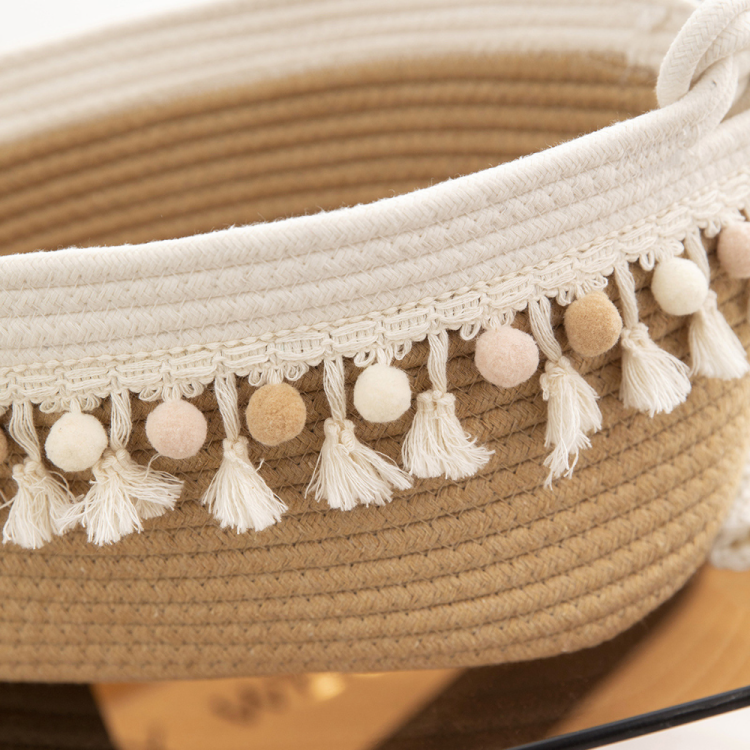 The cotton rope with lace foldable storage basket is suitable for storing children's toys, books and clothes in the living room, bedroom and study details Picture
