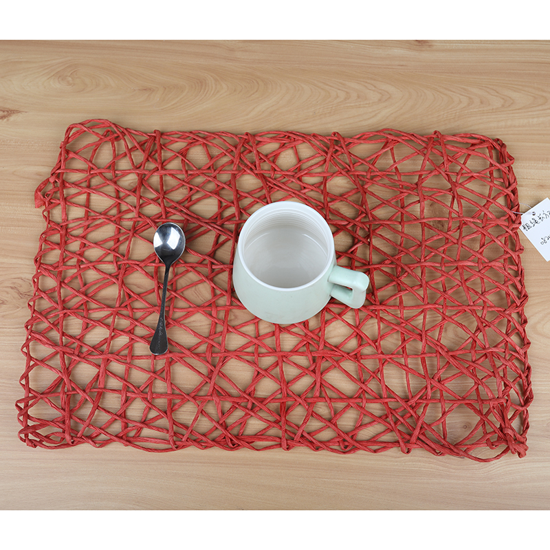 Hand-woven wooden pulp paper thick rope, environmentally friendly, fashionable and beautiful placemats, teacup MATS and spacers Specification image