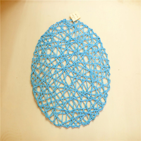 Pure hand-woven double-strand wood pulp paper placemats, round woven MATS, straw rope net MATS, randomly woven placemats, shooting props Specification image