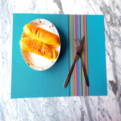 Rainbow Strip Teslin placemats, fashionable heat-insulating PVC Western placemats, anti-slip MATS, bowl MATS, plate MATS, cup MATS, tea art MATS Specification image