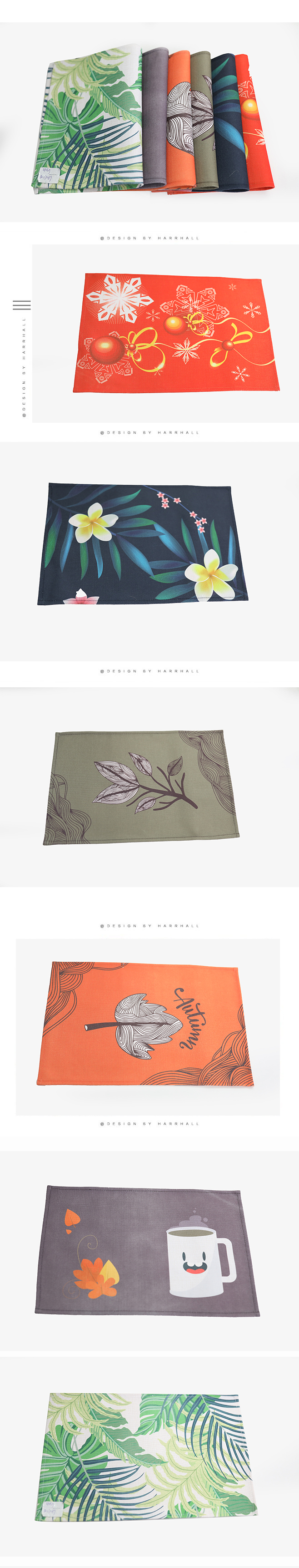 Creative European-style thickened printed waterproof Western placemats, cotton and linen pads, heat insulation pads and coasters can be customized pic 1