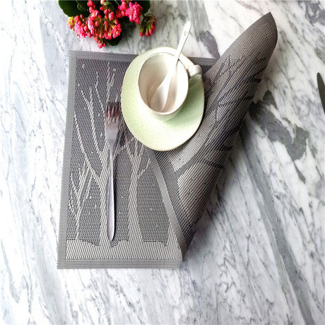Wholesale pvc jacquard small tree Teslin placemats, table MATS, coasters, coffee MATS, tea MATS, outdoor travel, home fashion Application Scenario