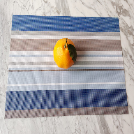 Teslin placemats, heat-insulating PVC Western placemats, anti-slip MATS, bowl MATS, plate MATS, cup MATS, tea art MATS, thickened striped woven details Picture
