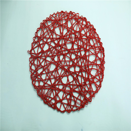 Pure hand-woven double-strand wood pulp paper placemats, round woven MATS, straw rope net MATS, randomly woven placemats, shooting props details Picture