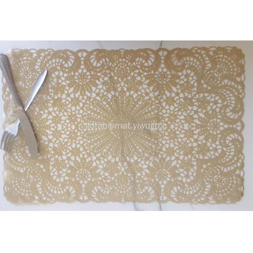 New PVC placemats with gilding and hollowing out, anti-slip placemats, Nordic-style plates and bowls, Western placemats, rectangular placemats and table MATS details Picture
