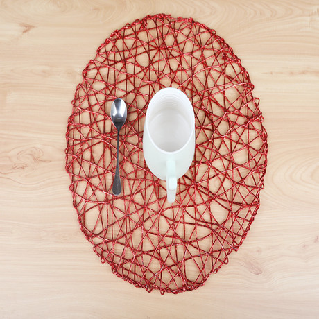 New hand-woven wooden pulp paper double-layer glossy round mat for export, environmentally friendly, fashionable and beautiful placemats and teacup MATS Specification image