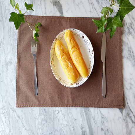 Double-layer solid-color cotton and linen fabric placemats, Japanese and European style heat-insulating table MATS, plate MATS, bowl MATS, cup MATS, and heat-resistant MATS for students and children Specification image