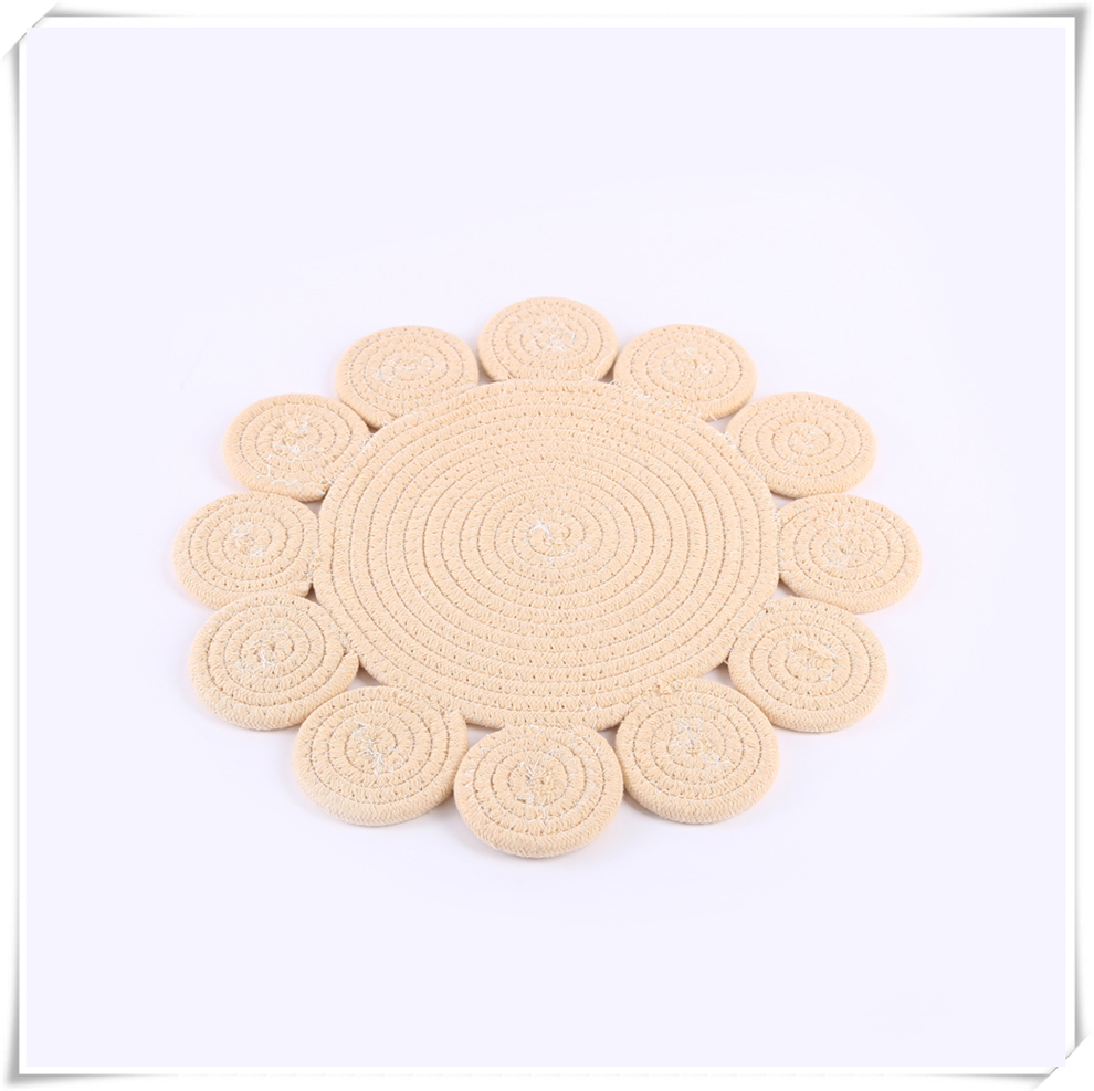 Ins-style Nordic-style circular woven table MATS, home heat-resistant and heat-insulating table, cup and bowl MATS, pot MATS, with a variety of colors pic 11