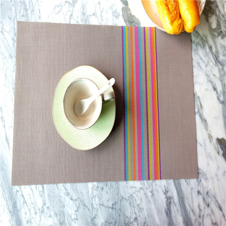 Rainbow Strip Teslin placemats, fashionable heat-insulating PVC Western placemats, anti-slip MATS, bowl MATS, plate MATS, cup MATS, tea art MATS details Picture