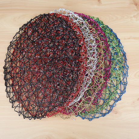 New hand-woven wooden pulp paper double-layer glossy round mat for export, environmentally friendly, fashionable and beautiful placemats and teacup MATS