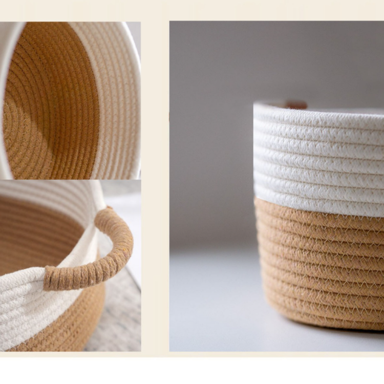 Customized homestay simple cotton rope woven storage basket, large-capacity storage basket, household sundries, children's toy woven Specification image