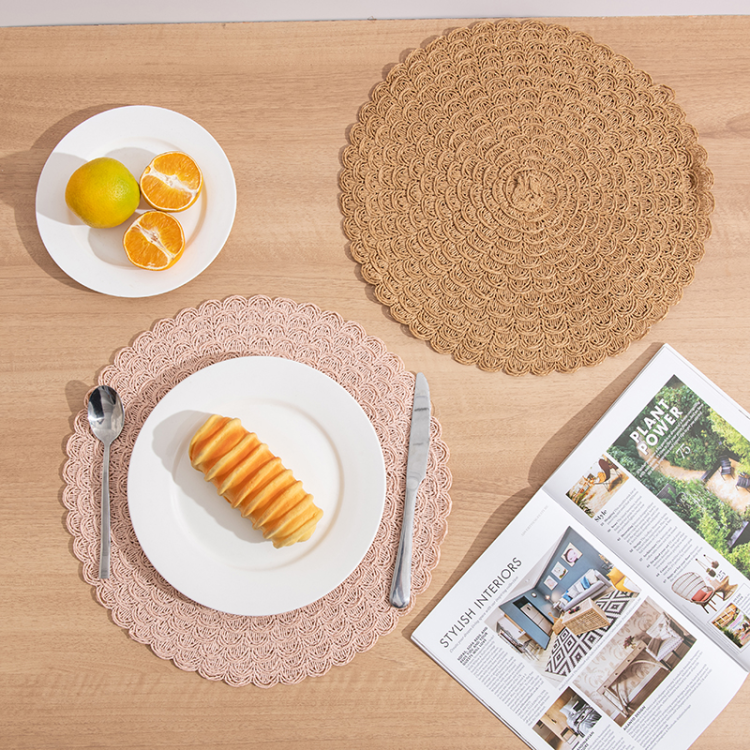 圆形波浪纹花瓣纸餐垫创意现代简约装饰垫手工编织隔热垫桌垫杯垫产品图