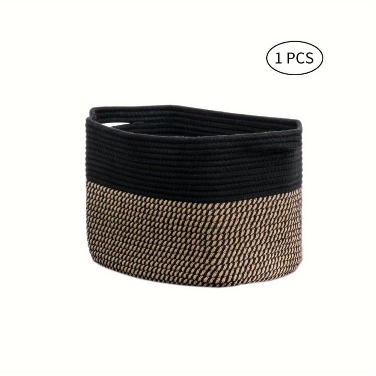 Cotton rope large dirty clothes basket, woven dirty clothes basket, clothes storage basket, plush toy storage bucket, storage basket Item Picture