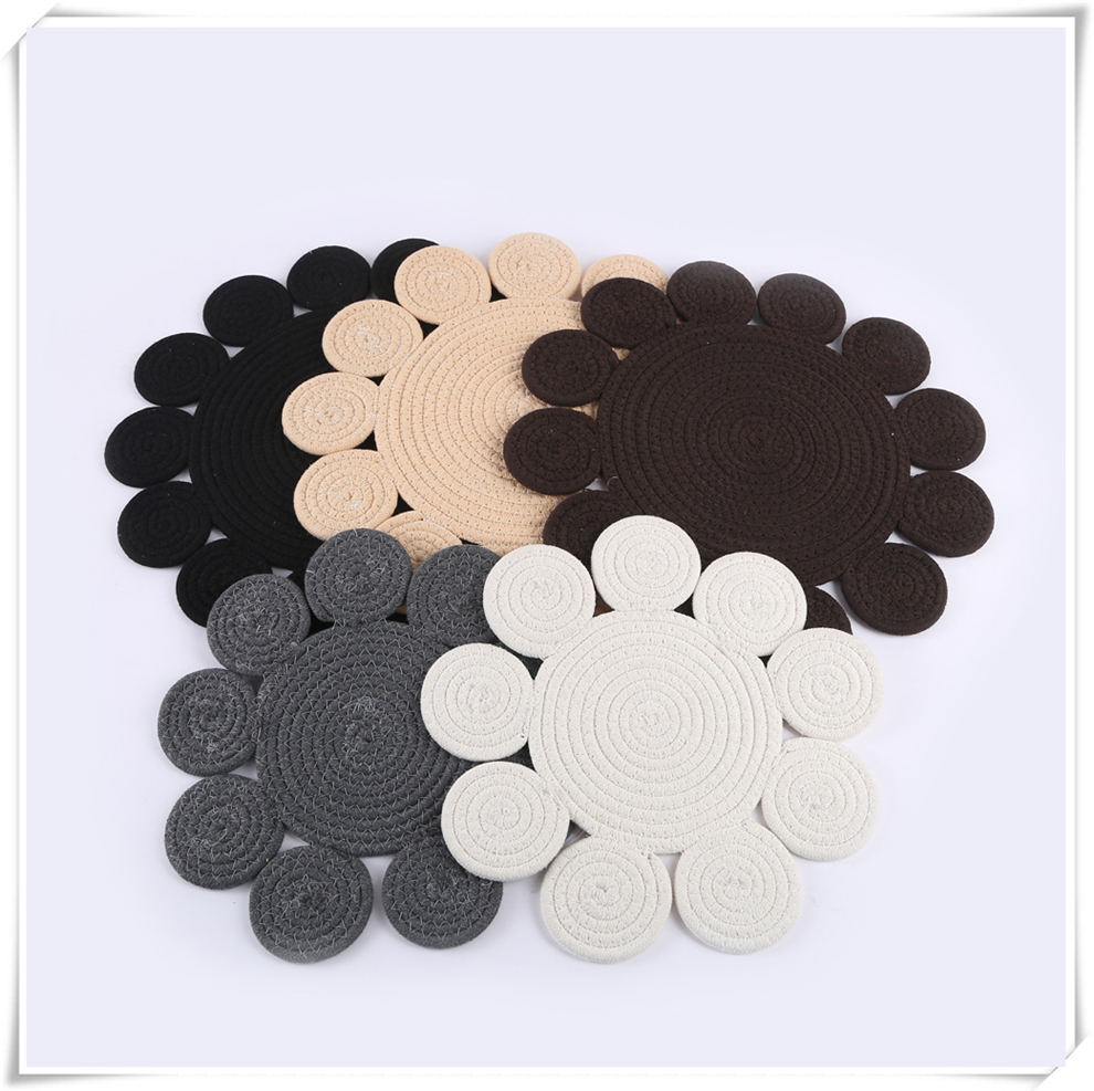 Ins-style Nordic-style circular woven table MATS, home heat-resistant and heat-insulating table, cup and bowl MATS, pot MATS, with a variety of colors pic 5