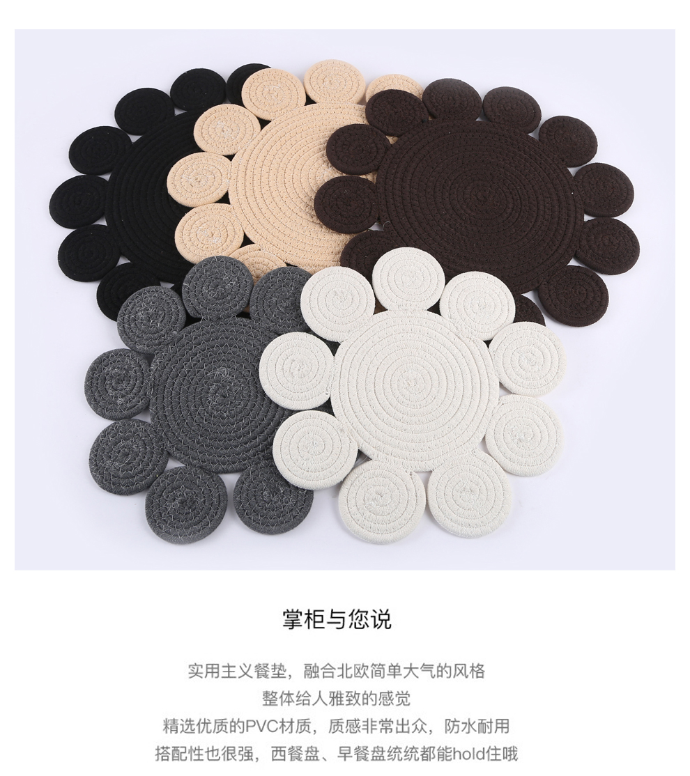 Ins-style Nordic-style circular woven table MATS, home heat-resistant and heat-insulating table, cup and bowl MATS, pot MATS, with a variety of colors pic 1